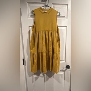 Casual Mustard Yellow Sleeveless Dress